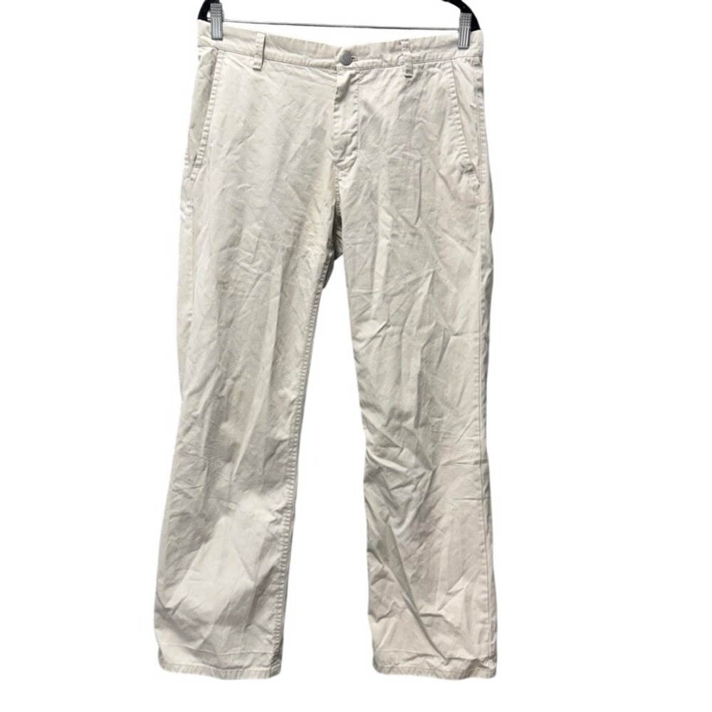 Bonobos Athletic Boot Chinos Mens 33x30 Khaki Tan Cotton Plaid Trim Pants